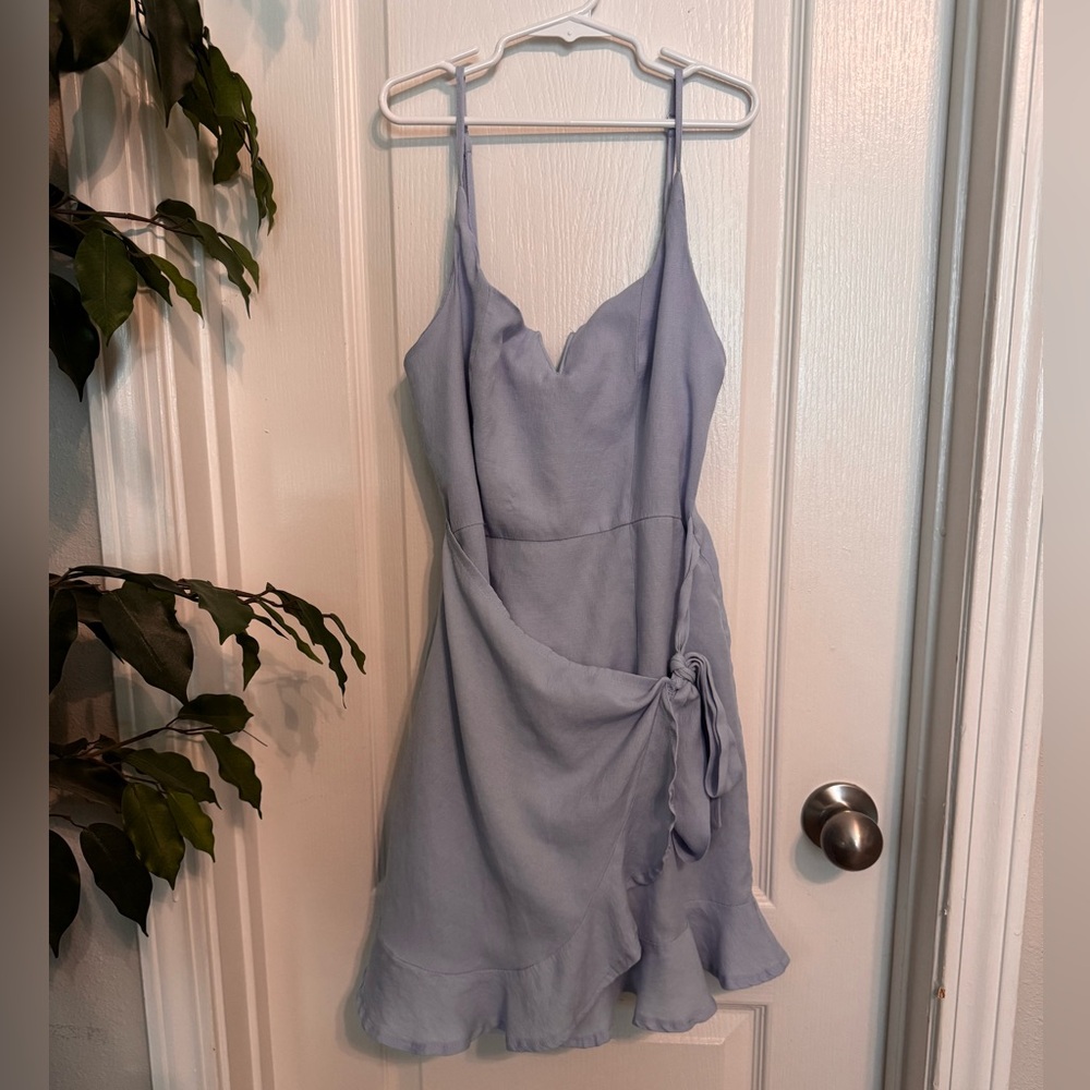 Hello Molly Light Blue Short Dress - Ruffles at Bottom